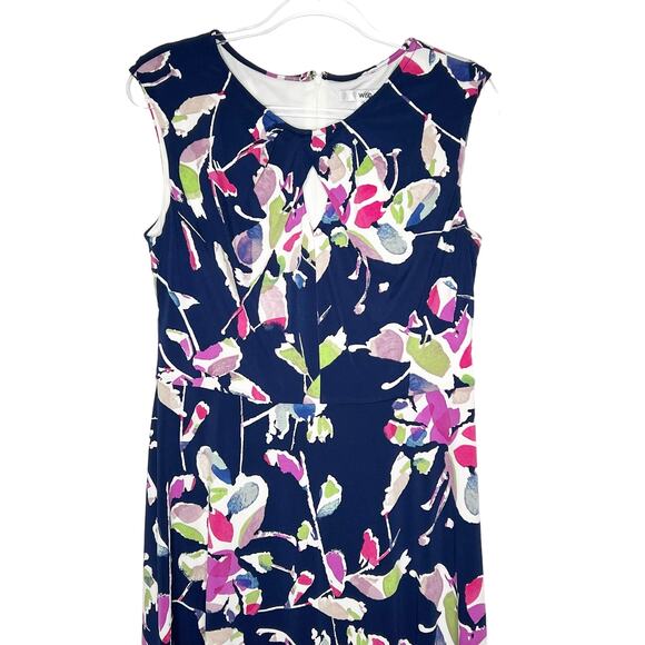WISP Floral Cut Out Jersey Sleeveless Knee Length Dress Navy Multicolor Size 12 - Picture 3 of 12